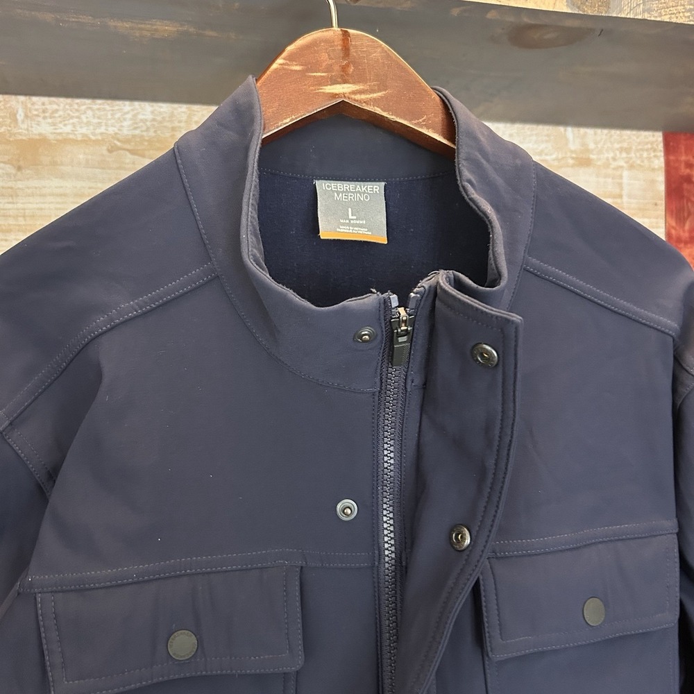 Icebreaker Soft shell Escape Travel Jacket Merino Navy Large Shirt - Picture 4 of 10